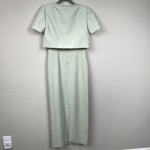 Watters and Watters Mother of the Bride Midi Dress Gown Bolero Pastel Green Sz 4 - Picture 3 of 13